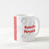 Personalisiert zwei Namen Fun Red White Water Drop Kaffeetasse (VorderseiteRechts)