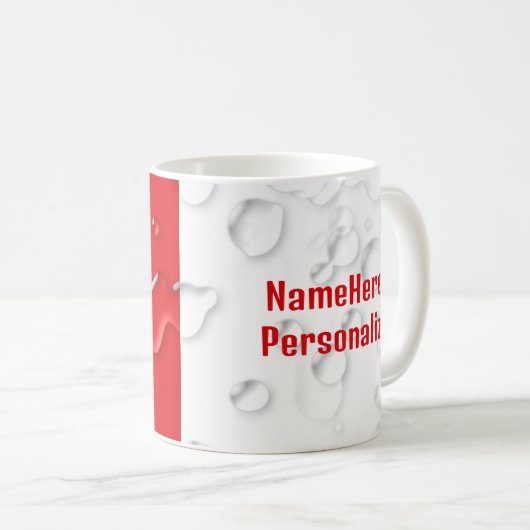 Personalisiert zwei Namen Fun Red White Water Drop Kaffeetasse (VorderseiteRechts)