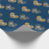 Personalisiert zweimal Goldenes Herz, preußisch bl Geschenkpapier (Ecke)