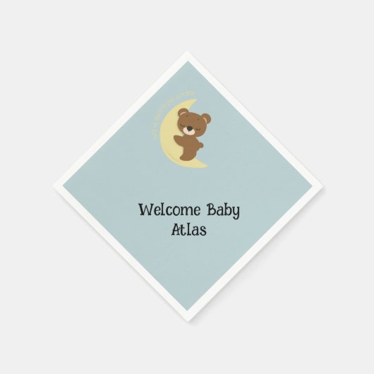 PersonalisiertBären über dem Mond Babydusche Serviette (Ecke)