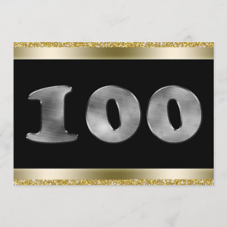 Personalisierte 100. Geburtstagssilber Nummer 100 Einladung