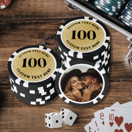 Personalisierte 100 nummerierte Foto-Gold  Pokerchips