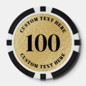 Personalisierte 100 nummerierte Foto-Gold  Pokerchips (Vorderseite)