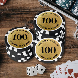 Personalisierte 100 nummerierte Gold Pokerchips