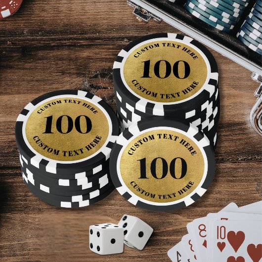 Personalisierte 100 nummerierte Gold Pokerchips