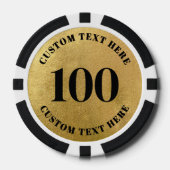 Personalisierte 100 nummerierte Gold Pokerchips (Vorderseite)
