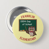 Personalisierte 100. Schultag-Eule und Wandtafel Button (Vorne & Hinten)