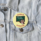 Personalisierte 100. Schultag-Eule und Wandtafel Button (Beispiel)