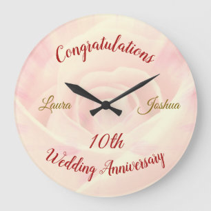 Personalisierte 10. Hochzeit Jubiläum Große Uhr