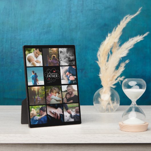 Personalisierte 11-Foto-Collage Bester Vater je Ge Fotoplatte (Seite)