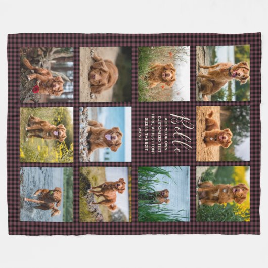 Personalisierte 11 Foto Collage Karo Muster Fleece (Vorderseite (Horizontal))