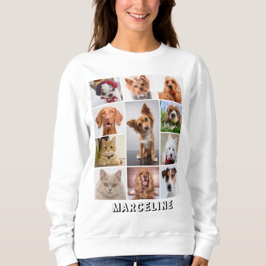 Personalisierte 11-Tier-Foto-Collage Sweatshirt (Vorderseite)