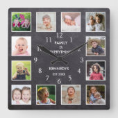 Personalisierte 12 Fotomaterial Frame Chalkboard Quadratische Wanduhr (Vorderseite)