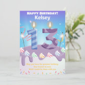 Personalisierte 13-jährige Geburtstagskarte (Stehend Vorderseite)