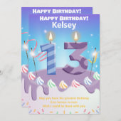 Personalisierte 13-jährige Geburtstagskarte (Vorne/Hinten)