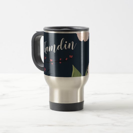 Personalisierte 15 Unzen Kaffee Tasse Weißer Blume (Vorderseite Links)