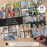 Personalisierte 16-Bild-Collage - benutzerdefinier Puzzle<br><div class="desc">Erstellen Sie ein Foto-Speicherpuzzle, indem Sie dieses leicht hochzuladende Foto-Collage-Template mit 16 Aufnahmen in verschiedenen Formen und Größen verwenden und mit Ihrem benutzerdefinierten Text in Ihren Textstilen, Schriftart, Farbe, Größe und Platzierung und Hintergrundfarbe personalisiert (in Weiß auf Schwarz dargestellt). HILFE: Für Hilfe bei Designänderungen oder Personalisierungen, Farbänderungen oder der Übertragung...</div>