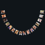 Personalisierte 16-Foto-Feier Wimpelkette<br><div class="desc">Entdecken Sie mit unseren Personalisierten Foto Celebration Bunting Fahnen eine einzigartige und persönliche Art, besondere Momente zu feiern! Diese bezaubernden Fahnen sind mit 16 Einzelbildern Ihrer Wahl ausgestattet, die sich perfekt eignen, um wertvolle Erinnerungen an Geburtstagen, Jahrestagen oder Zusammenkünften zu zeigen. Erschaffen Sie ein maßgeschneidertes Party-Dekor, das Herz Touchs, Gespräche...</div>