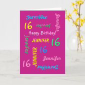 Personalisierte 16. Geburtstagskarte Hot Pink Karte (Gelbe Blume)