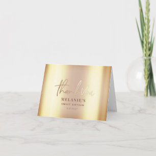Personalisierte 16. Hochzeitsluxus Gold Dankeskarte