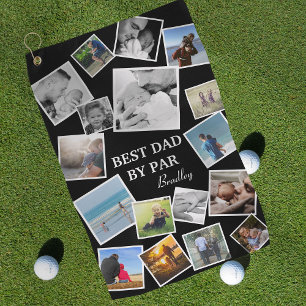 Personalisierte 17-Daddy-Foto-Collage Vatertag Golfhandtuch