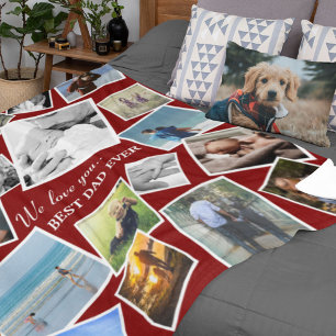Personalisierte 17-Vater-Foto-Collage Vatertag Fleecedecke
