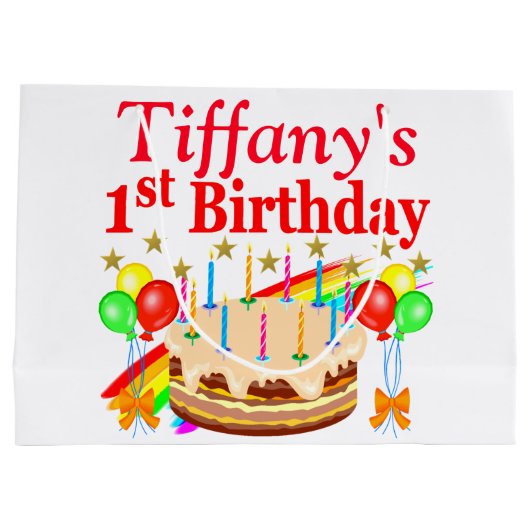 PERSONALISIERTE 1. BIRTHDAY PARTY GIFT BAG GROßE GESCHENKTÜTE (Rückseite)