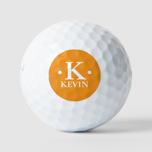 Personalisierte 1-Buchstaben-Monogramm-Orange Golfball (Vorderseite)