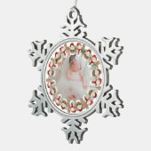 Personalisierte 1. Geburtsankündigung Schneeflocken Zinn-Ornament (Rechts)