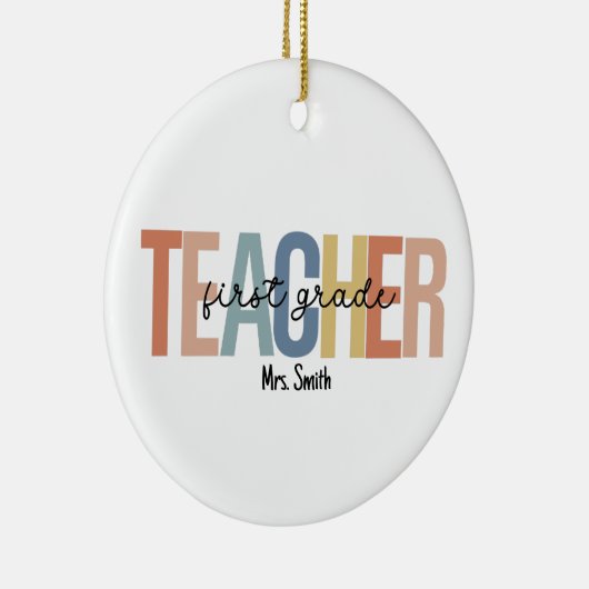 Personalisierte 1. Klasse Lehrer Weihnachten Keramik Ornament (Rechts)
