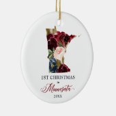 Personalisierte 1. Weihnachtsfeier in Minnesota St Keramik Ornament (Rechts)