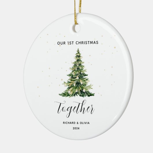 Personalisierte 1. Weihnachtsfeier Keramik Ornament (Links)