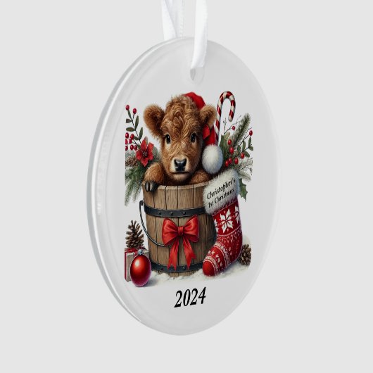 Personalisierte 1. Weihnachtskuh Akryllisch Ornament (Vorderseite)