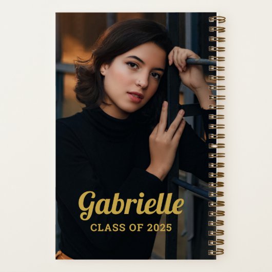 Personalisierte 2025 Gold Abschluss Foto Notizblock (Rückseite)