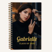 Personalisierte 2025 Gold Abschluss Foto Notizblock (Vorderseite)