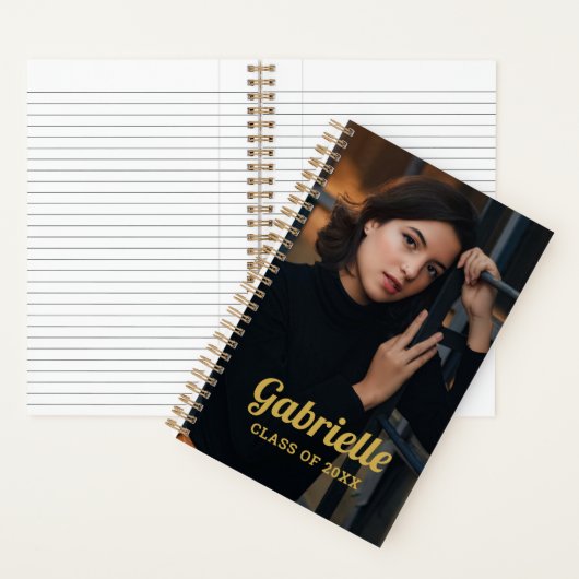 Personalisierte 2025 Gold Abschluss Foto Notizblock (Innen)