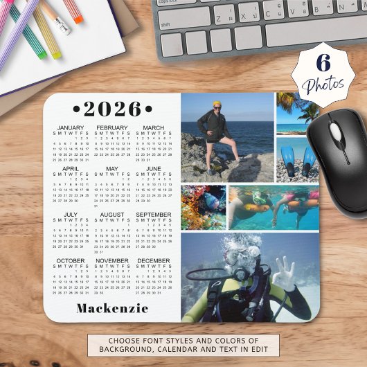 Personalisierte 2026 Kalender 6 Foto - benutzerdef Mousepad