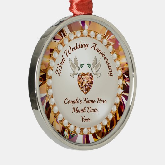 Personalisierte, 23-jährige Hochzeitsfeier Ornament Aus Metall (Rechts)