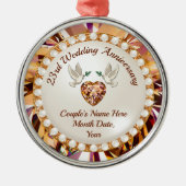 Personalisierte, 23-jährige Hochzeitsfeier Ornament Aus Metall (Vorne)