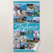 Personalisierte 24-Bild-Collage - benutzerdefinier Strandtuch (Vorderseite)
