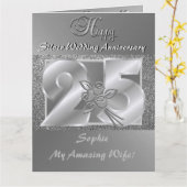 Personalisierte 25. Ehefrau für die Hochzeitskarte Karte (Gelbe Blume)