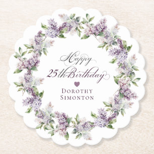 Personalisierte 25. Geburtstag Lila Lilac-Blume Untersetzer