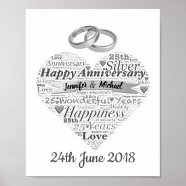 Personalisierte 25. Hochzeitstag Word Art Poster