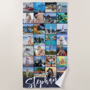 Personalisierte 28-Bild-Collage - benutzerdefinier Strandtuch