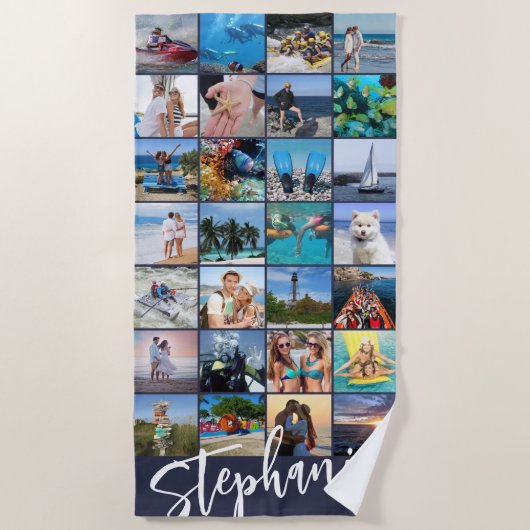 Personalisierte 28-Bild-Collage - benutzerdefinier Strandtuch (Vorderseite)