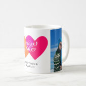 Personalisierte 2 Foto-Herzen Sie u. ich Kaffeetasse (VorderseiteRechts)