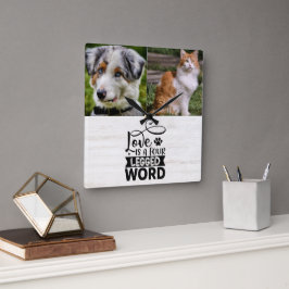 Personalisierte 2-Foto-Plexiglashalterung Quadratische Wanduhr