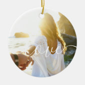 Personalisierte 2 Fotos und Liebe von Skripttext Keramik Ornament (Vorne)