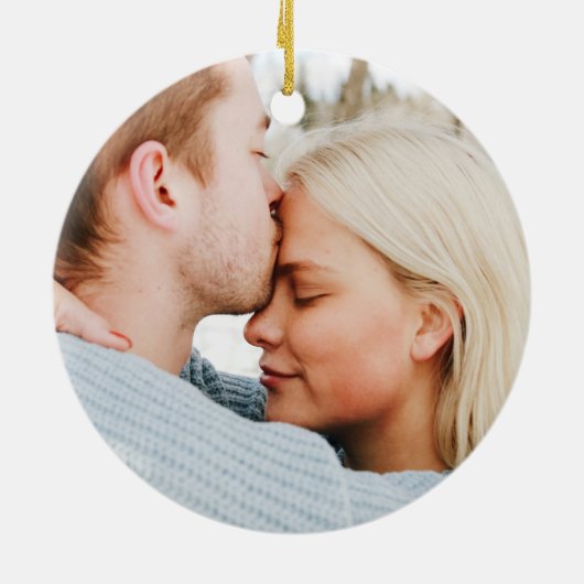 Personalisierte 2 Fotos und Liebe von Skripttext Keramik Ornament (Hinten)