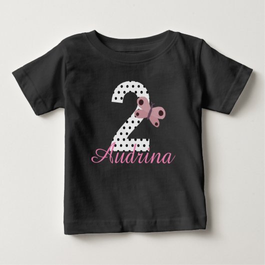 Personalisierte 2. Geburtstagsmädchen Butterfly Sh Baby T-shirt (Vorderseite)